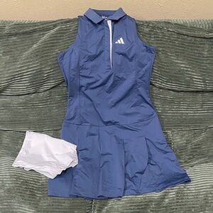 adidas Navy Sleeveless Polo Tennis Dress with White Undershorts